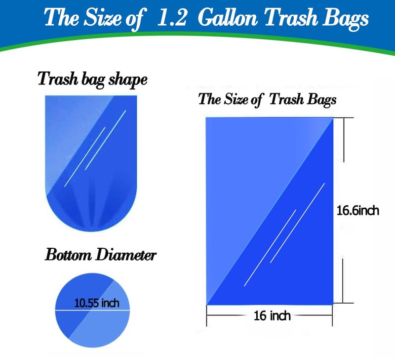 HOMMALY 1.2 gallon trash can liners,Small clear Garbage Bags 300,Extra Strong 1.2 Gal Trash Bag,Fit 4.5-6 liters trash Bin Liners for Home Office Kitchen - Image 2